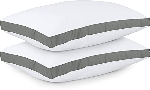 Utopia Bedding Bed Pillows for Sleeping Queen Size (Grey), Set of 2, Cooling Hotel Quality, Gusseted Pillow for Back, Stomach or Side Sleepers