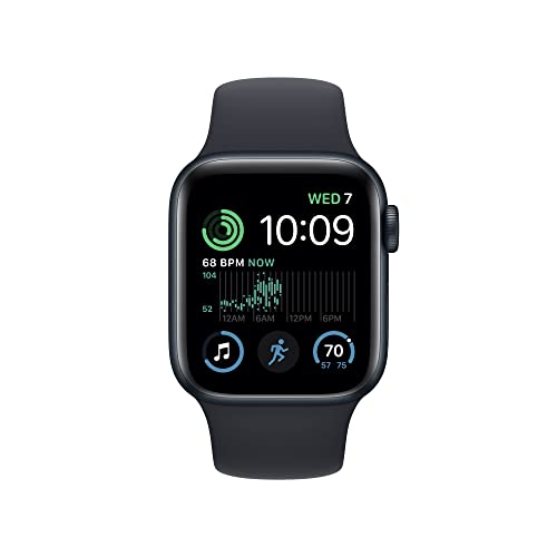 Apple Watch SE (2nd Gen) [GPS 40mm] Smart Watch w/Midnight Aluminum Case & Midnight Sport Band - M/L. Fitness & Sleep Tracker, Crash Detection, Heart Rate Monitor, Retina Display, Water Resistant