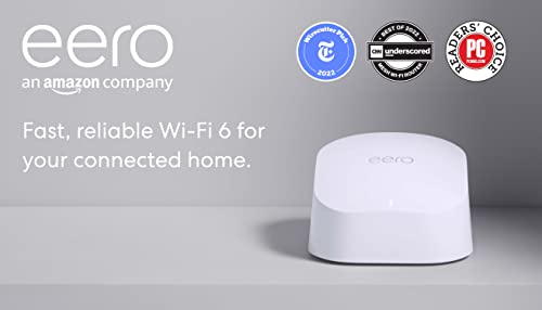Amazon eero high-speed wifi 6 router and booster | Supports speeds up to 900 Mbps | Works with Alexa, built-in Zigbee smart home hub | Coverage up to 1,500 sq. ft. | Advanced security