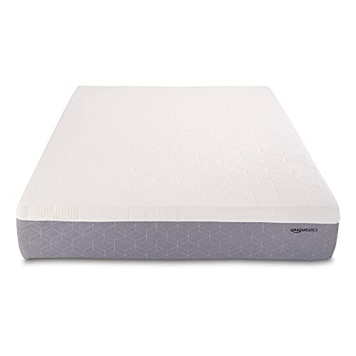 Amazon Basics Cooling Gel Memory Foam Mattress, Medium-Firm, CertiPUR-US Certified, 12 inch, King Size, White/Gray