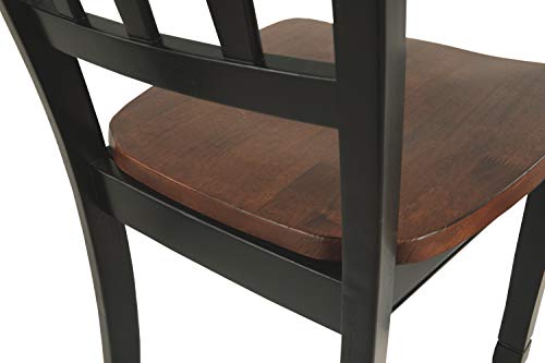 Signature Design by Ashley Owingsville Modern Farmhouse Dining Room Side Chair, Set of 2, Black and Brown