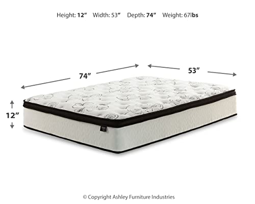 Signature Design by Ashley Chime 12 Inch Plush Hybrid Mattress, CertiPUR-US Certified Foam, Full
