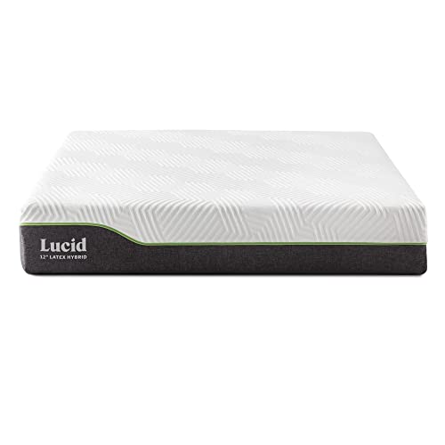 Lucid 12 Inch Latex Hybrid Mattress – Gel Memory Foam – Responsive Latex – Steel Coils - Medium Feel – Latex Foam Mattress