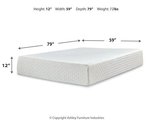 Signature Design by Ashley Chime 12 Inch Medium Firm Memory Foam Mattress, CertiPUR-US Certified, Queen