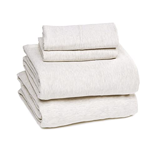 Amazon Basics Cotton Jersey Bed Sheet Set - Queen, Oatmeal