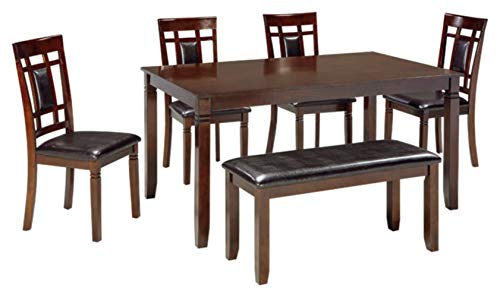 Signature Design by Ashley Bennox Dining Room Set, Includes Table, 4 18" Chairs & Bench, Brown