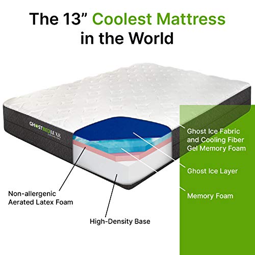 GhostBed Luxe 13 Inch Cool Gel Memory Foam Mattress - Cooling Technology & Comforting Pressure Relief, King