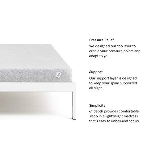 Nod by Tuft & Needle 6-Inch Twin Mattress, Adaptive Foam Bed in a Box, Responsive and Supportive, CertiPUR-US, 100-Night Sleep Trial, 10-Year Limited Warranty