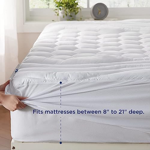 Bedsure Twin XL Mattress Pad Dorm Bedding - Soft Mattress Cover for College, Extra Long Twin Quilted Mattress Protector with Deep Pocket Fits up to 21", Breathable Fluffy Pillow Top (White, 39"x80")