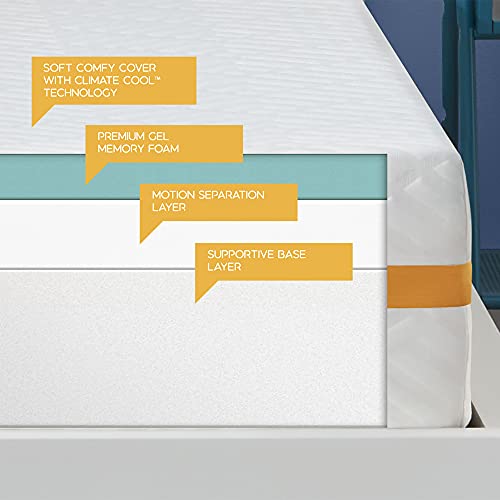 Simmons - Gel Memory Foam Mattress - 12 Inch, Twin XL Size, Plush Feel, Motion Isolating, Moisture Wicking Cover, CertiPur-US Certified, 100-Night Trial