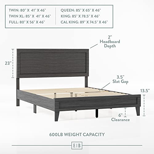 Edenbrook Delta Full Bed Frame with Headboard – No Box Spring Needed – Compatible with All Mattress Types – Wood Slat Support – Full Size Wood Platform Bed Frame – Burnt Driftwood