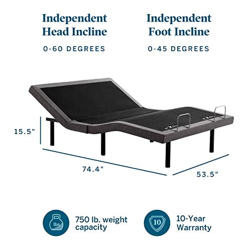 Lucid L300 Full Adjustable Bed Base with Lucid 12 inch Latex Hybrid Full Mattress