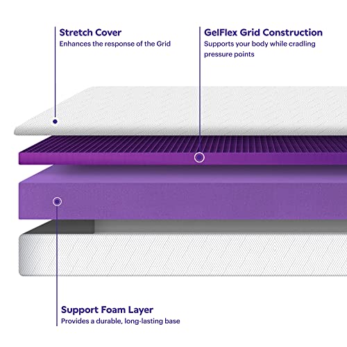 Purple NewDay Mattress - Full, GelFlex Grid, Better Than Memory Foam, Temperature Neutral, Responsiveness, Breathability, Made in USA