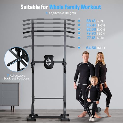 Sportsroyals Power Tower Dip Station Pull Up Bar for Home Gym Strength Training Workout Equipment Newer Version 450LBS.
