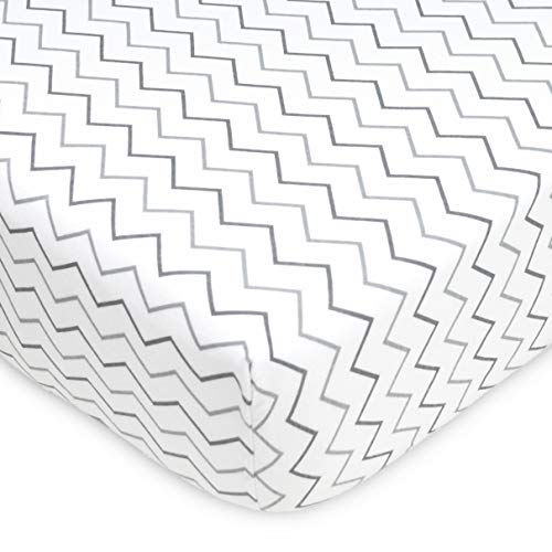 American Baby Company 3 Piece 100% Cotton Jersey Knit Fitted Crib Sheet for Standard Crib and Toddler Mattresses, Grey Star/Zigzag, for Boys and Girls