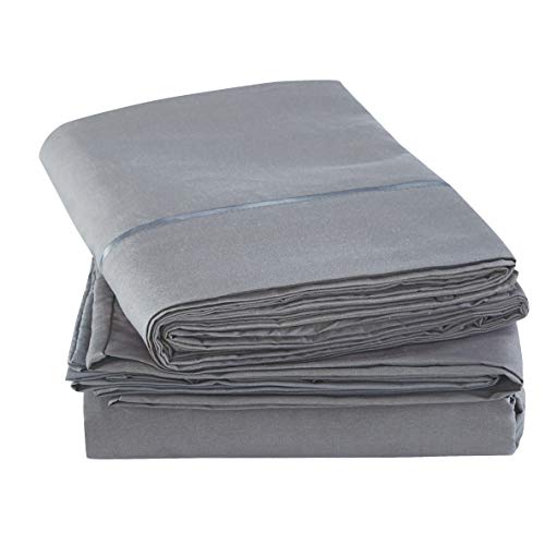  Deep Pocket Twin Sheets Set for Air Mattress - Extra Deep  Pocket Twin Sheet Sets - 4 Piece Bed Set Fade Resistant Fits 16in to 24in  Pillow Top Air Bed Mattress(Grey) 