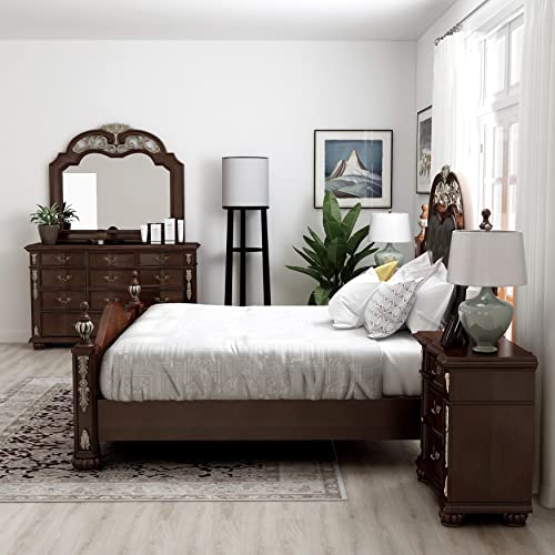 ioHOMES Alcock Contemporary Wood 5-Piece California King Bedroom Set, Brown Cherry