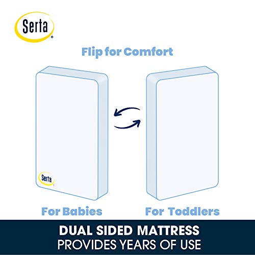 Serta Perfect Start Dual Sided Baby Crib Mattress & Toddler Mattress - Waterproof - Hypoallergenic - Premium Sustainably Sourced Fiber Core  GREENGUARD Gold Certified – 7 Year Warranty - Made in USA