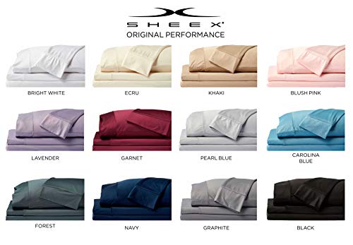 SHEEX Original Performance Sheet Set with 2 Pillowcases, Ultra-Soft Fabric Cooling and Breathes Better Than Traditional Cotton, Graphite, Queen