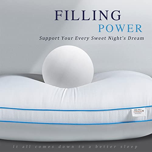 Bedufsar Bed Pillows for Sleeping, Standard Size Pillows Hotel Quality Set of 2, Firm and Supportive Gusseted Pillows for Side and Back Sleepers, Cooling Down Alternative Fluffy Soft Pillow (20x26 in)