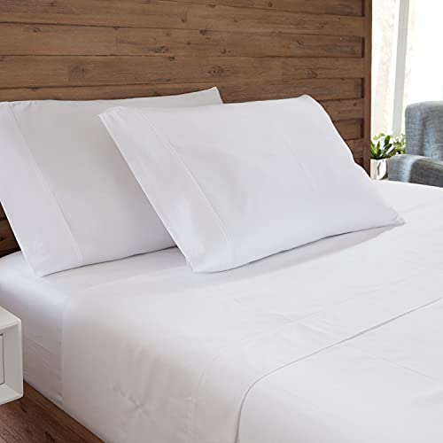 GhostBed Full Cooling Supima Cotton and Tencel Luxury Sheet Set - Wrinkle Resistant with Deep Pockets, 4 Piece, White