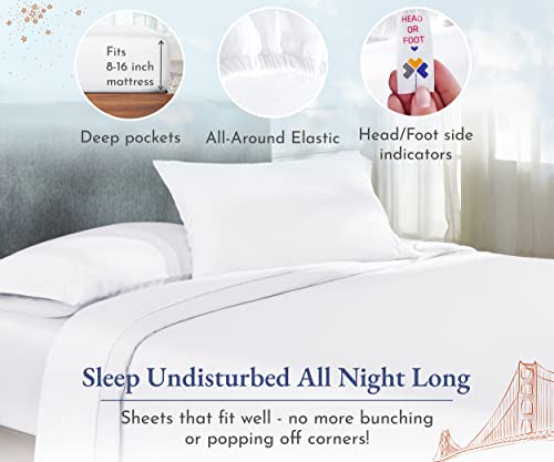 California Design Den 100% Cotton Sheets Queen Size Bed Set, 400 Thread  Count Sateen, Deep Pocket Queen Sheets, Extra Soft 4-Pc Bed Sheets, Wrinkle