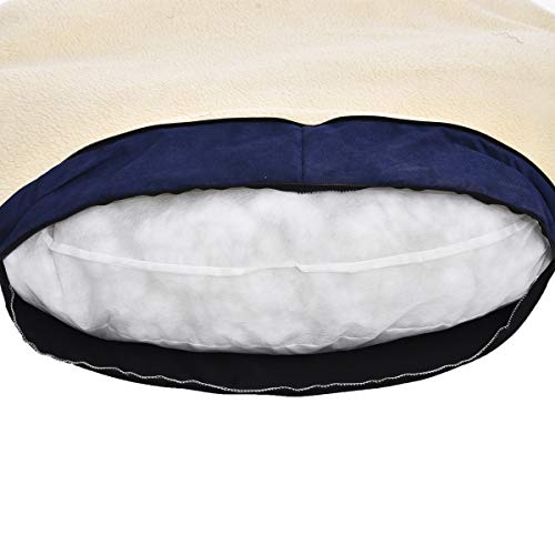 Amazon Basics Cozy Pet Cave Bed for Dog, Large 35 x 35 x 13 Inches, Blue