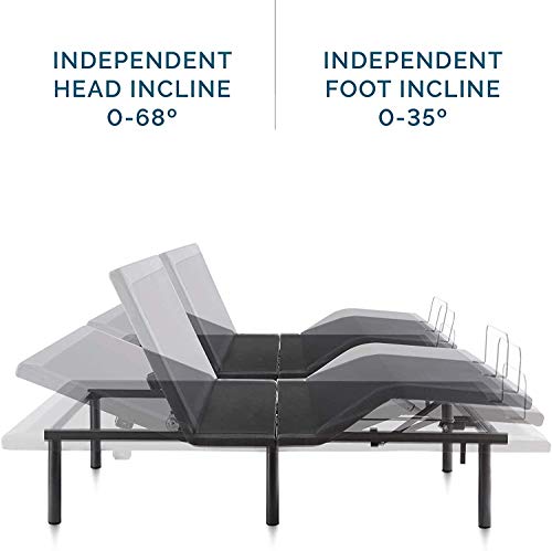 Lucid L600 Adjustable Bed Frame-Bluetooth-Companion App-Head and Foot Incline-Massage-Under Bed Lighting-Dual USB Ports - Twin XL