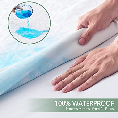 Bamboo Mattress Protector King Size - Breathable Waterproof Mattress Cover-Hypoallergenic  - Fitted Cover with Cooling Fabric - Pillow Top Mattress Pad Deep Pocket 