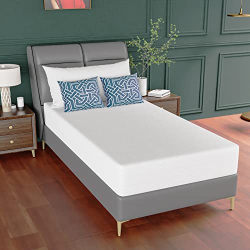 PayLessHere 10 Inch Mattress Green Tea Memory Foam Mattress CertiPUR-US Certified,Removable Soft Cover,Fiberglass Free,Twin mattresses for Bed Frame, Bunk Bed, Trundle, Daybed,White