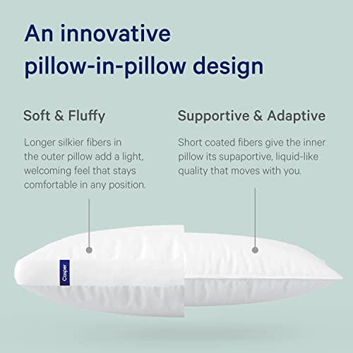 Casper Sleep Pillow for Sleeping, Standard (Pack of 2), White 2 Count