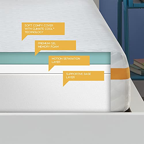 Simmons - Gel Memory Foam Mattress - 10 Inch, Full Size, Medium Feel, Motion Isolating, Moisture Wicking Cover, CertiPur-US Certified, 100-Night Trial