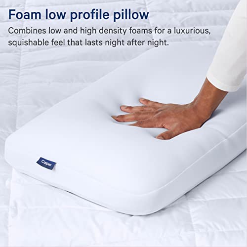 Casper Sleep Low Profile Foam Pillow for Sleeping, Standard, White