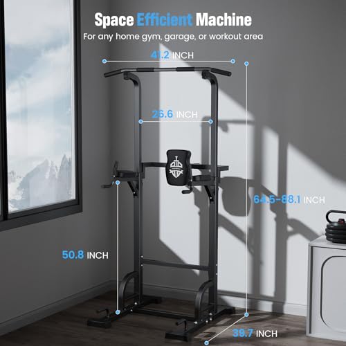 Sportsroyals Power Tower Dip Station Pull Up Bar for Home Gym Strength Training Workout Equipment Newer Version 450LBS.