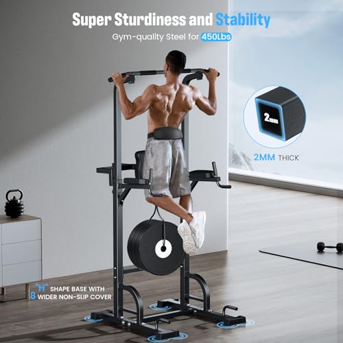 Sportsroyals Power Tower Dip Station Pull Up Bar for Home Gym Strength