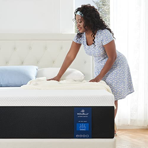 Molblly King Size Mattress,10 Inch Premium Cooling-Gel Memory Foam Mattress Bed in a Box, Cool King Bed Supportive & Pressure Relief with Breathable Soft Fabric Cover,Fiberglass Free,Medium Firm