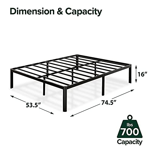 ZINUS Van 16 Inch Metal Platform Bed Frame / Steel Slat Support / No Box Spring Needed / Easy Assembly, Black, Full