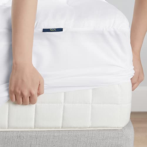 Serta ComfortSure King Mattress Cover, Fitted Pillow Top Mattress Pad, Super Soft and Breathable Quilted Cotton Protector with 18" Elastic Deep Pockets for Secure Fit, White
