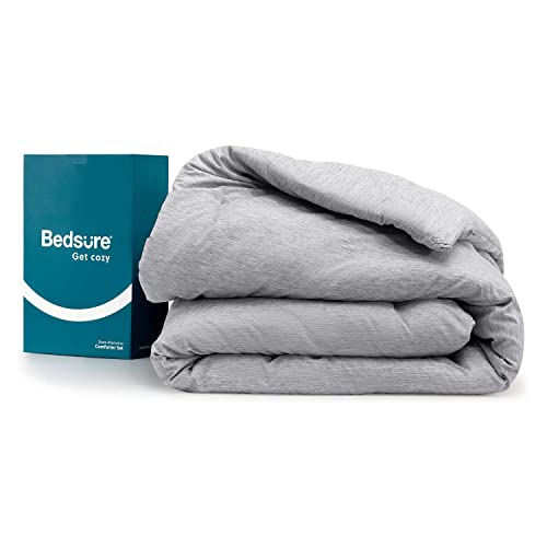 BEDSURE Queen Comforter Set - Grey Comforter Queen Size, Soft Bedding for All Season, 3 Pieces Cationic Dyeing Bedding Set with 1 Comforter and 2 Pillow Shams