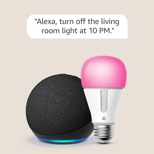 Echo Dot (5th Gen, 2022 Release) in Charcoal bundle with TP-Link Kasa Smart Color Bulb