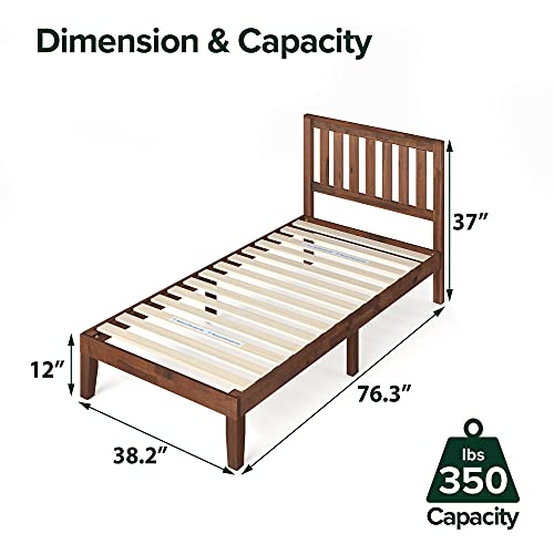 ZINUS Vivek Wood Platform Bed Frame with Headboard / Wood Slat Support / No Box Spring Needed / Easy Assembly, Twin