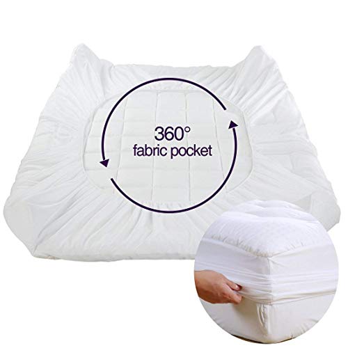EASELAND Queen Size Mattress Pad Pillow Top Mattress Cover Quilted Fitted Mattress Protector Cotton Top 8-21" Deep Pocket Cooling Mattress Topper (60x80 Inches, White)
