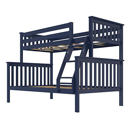 Max & Lily Bunk Bed, Twin-Over-Full Wood Bed Frame For Kids, Blue