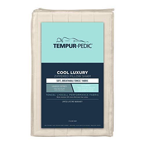 Tempur-Pedic Cool Luxury Zippered Pillow Sham, Standard/Queen, Sand Dollar