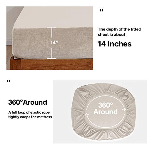 Simple&Opulence 100% Washed Linen Sheet Set-King Size-Natural France F