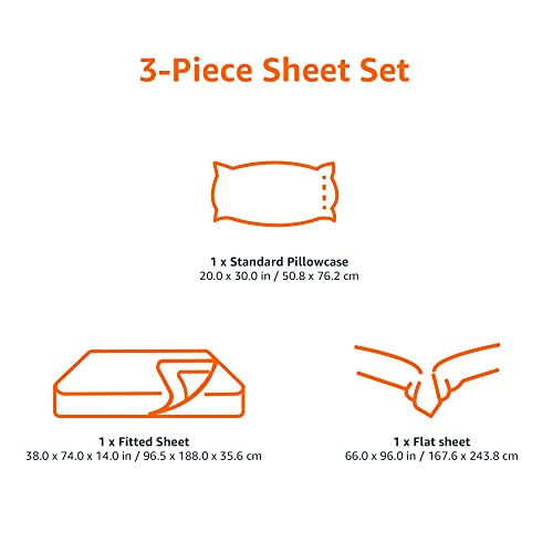 Amazon Basics Kid's Soft Easy-Wash Lightweight Microfiber 3-Piece Sheet Set, Twin, Red, Solid
