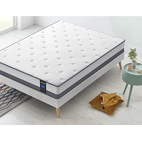 Full Size Mattress, Coolvie 10 Inch Full Gel Memory Foam Hybrid Mattresses, Individual Pocket Springs with Comfy Foam for Back Pain Relief & Cool Sleep, Bed in a Box, Black Deals 2022, White