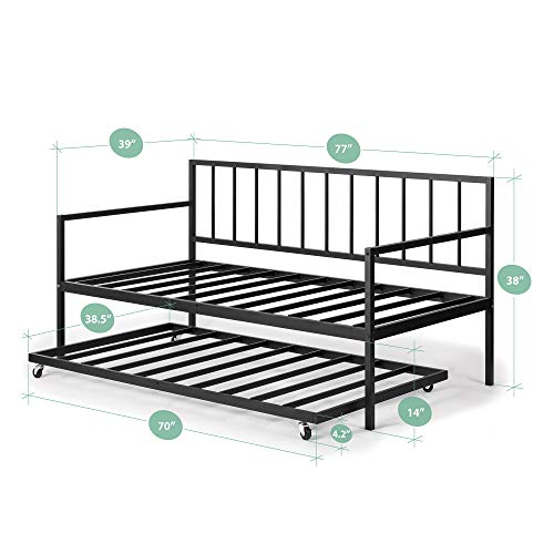 ZINUS Eden Metal Daybed with Trundle / Mattress Foundation with Steel Slat Support / Easy Assembly, Twin