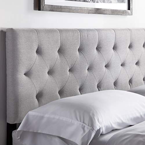 Lucid Mid-Rise Diamond Tufted Upholstered Stone Headboard- Attach Frame- Wall Mount- Headboard Only – Queen