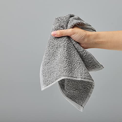 Amazon Basics Fast Drying, Extra Absorbent, Terry Cotton Washcloths - Pack of 24, Gray, 12 x 12-Inch